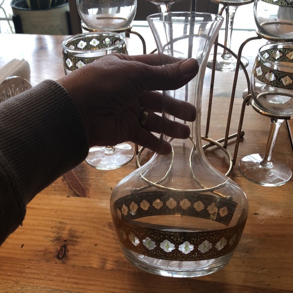 Culver glass mid-century cocktail/wine, decanter set with metal stand circa 1962 - Picture 5 of 7